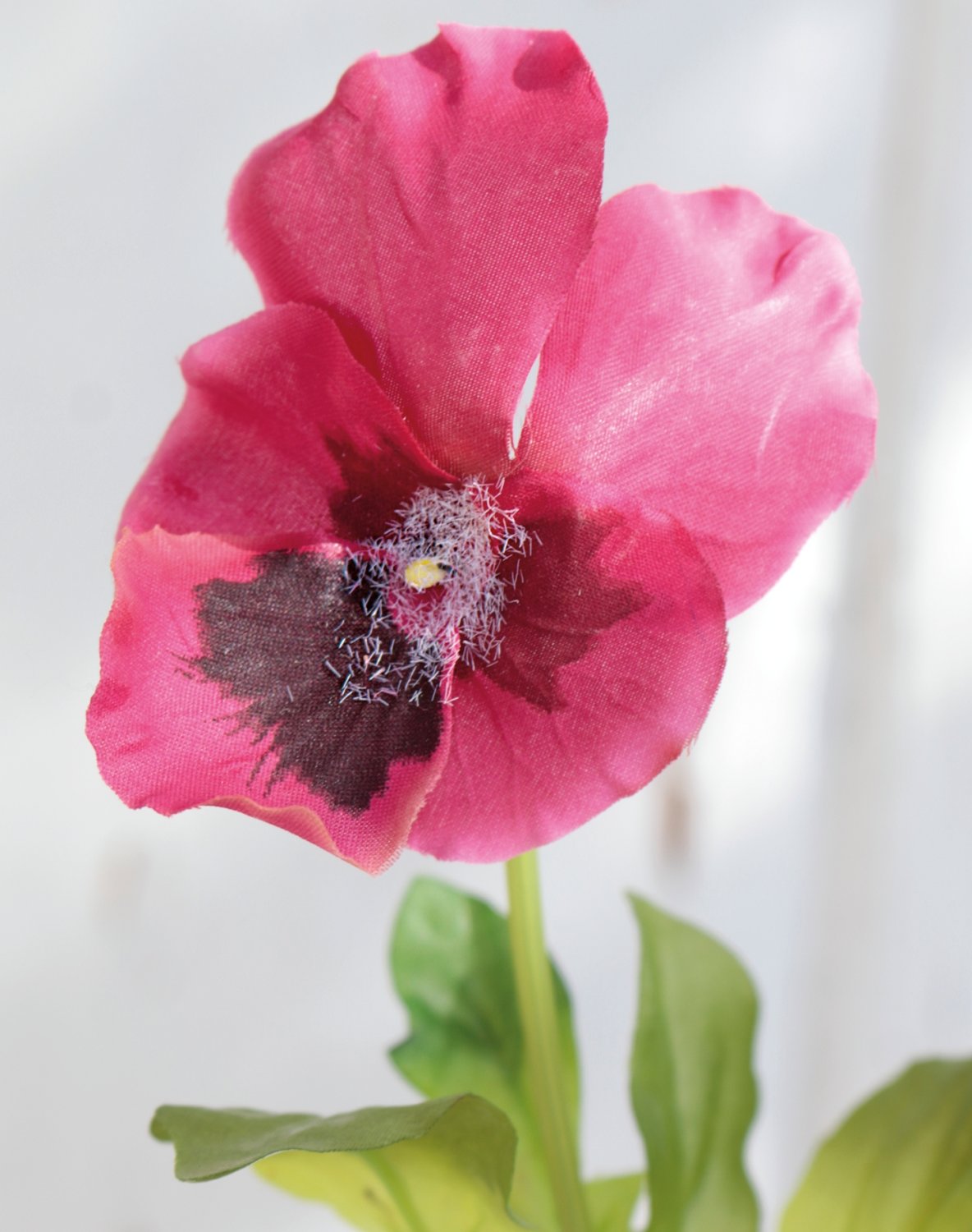 Artificial pansy, 1 flower, 1 bud, 18 cm, pink