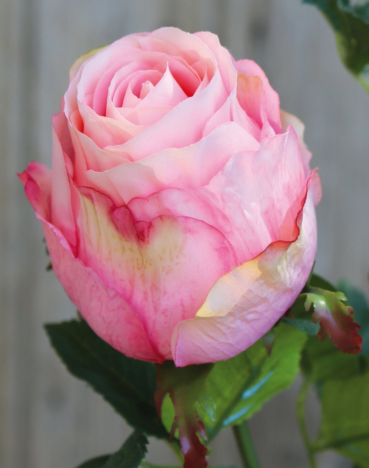 Künstliche Rose, 1 Blüten, 1 Knospen, 80 cm, rosa