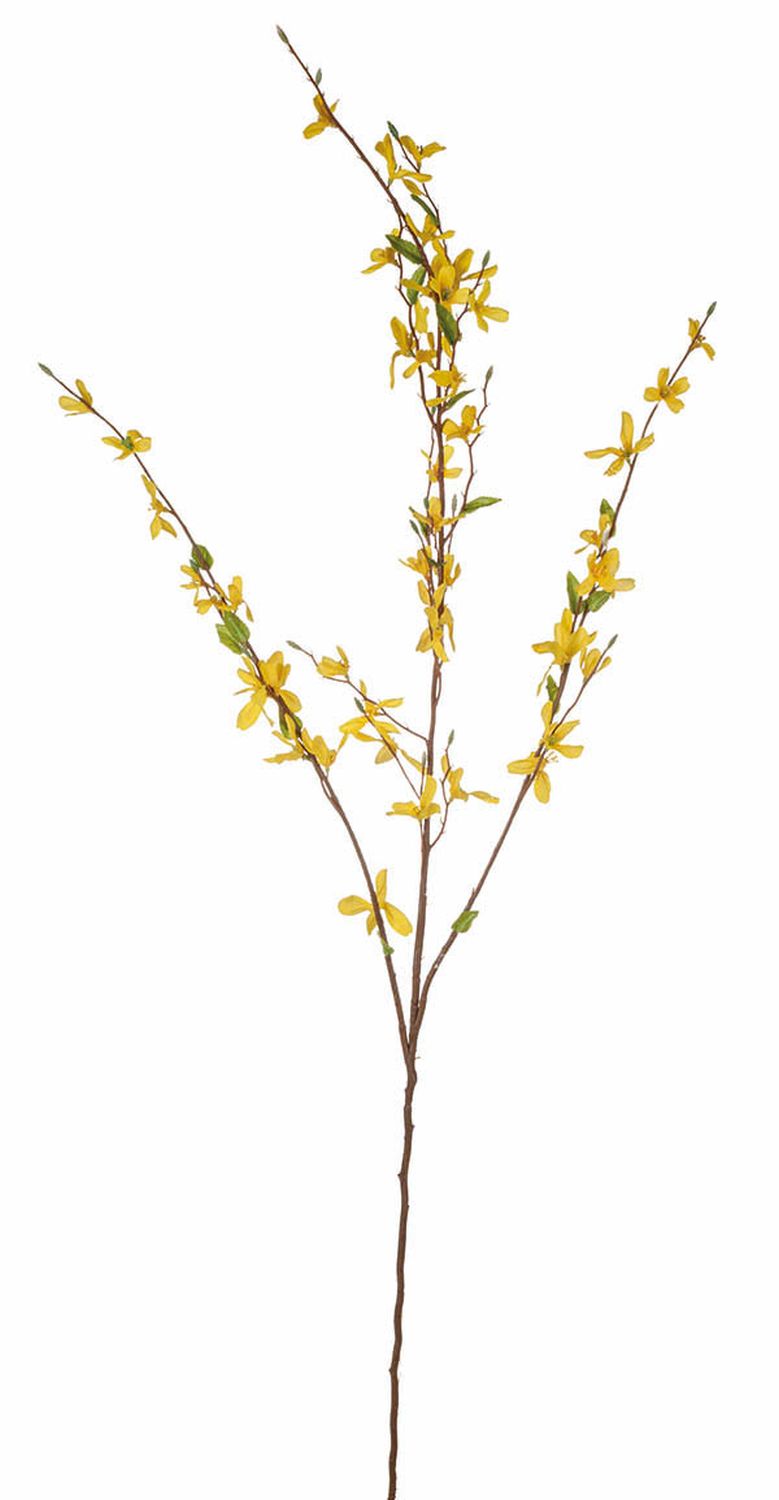 Fake forsythia branch, 2-fold, 97 cm, yellow