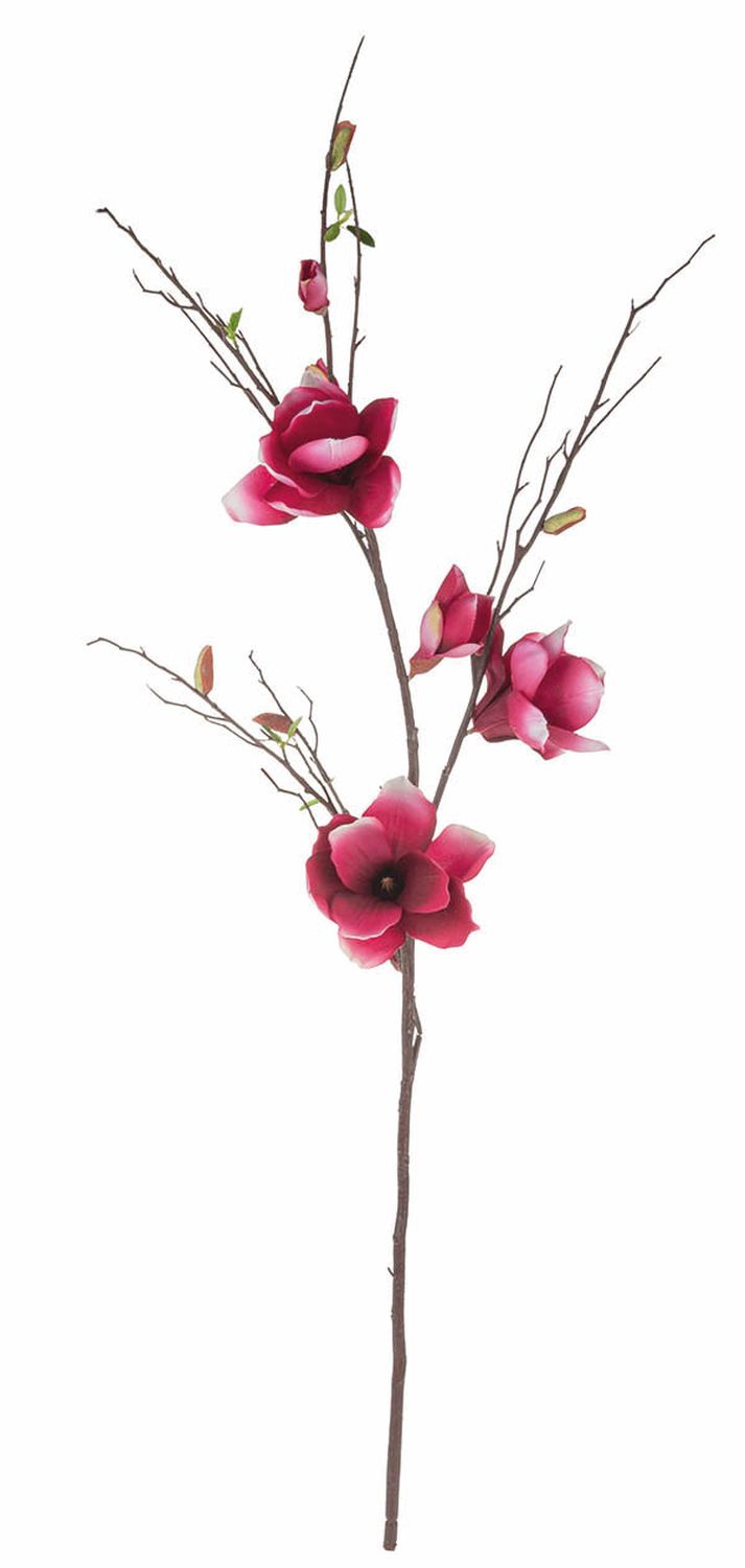 Artificial magnolia blossom branch, 115 cm, trendy purple