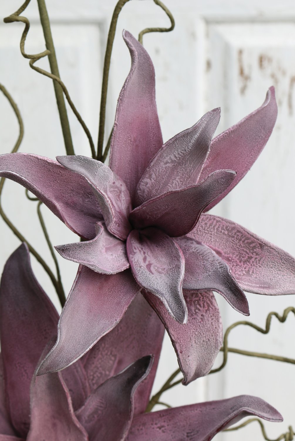 Künstlicher Soft flower 'Blütenzweig', 2 Blüten, 105 cm, dunkelviolett