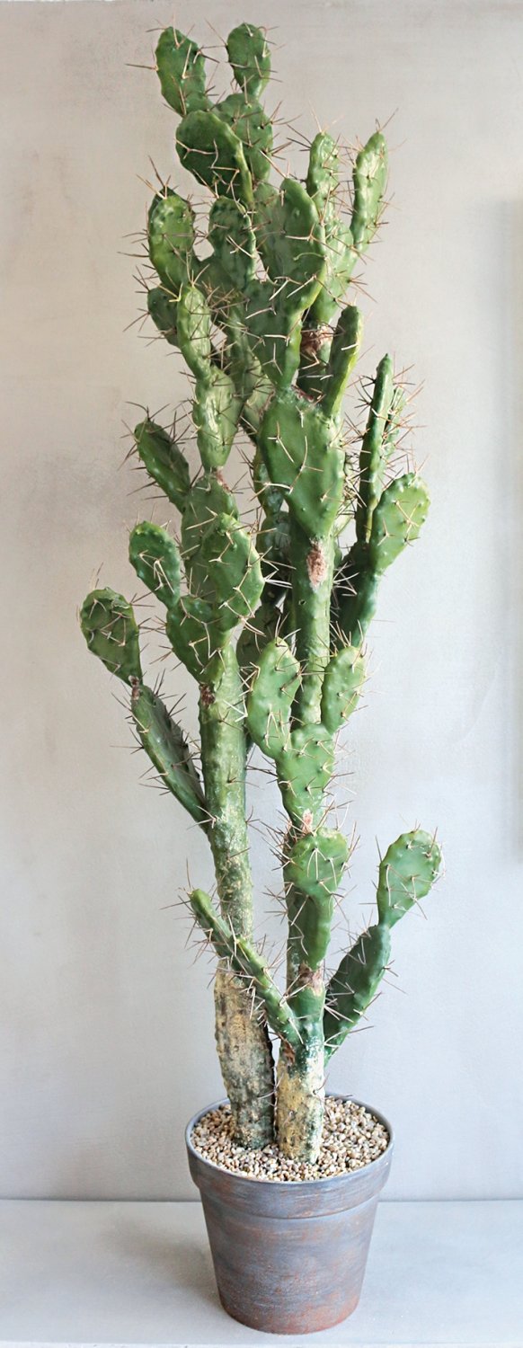 Artificial cactus prickly pear, potted, 130 cm, green