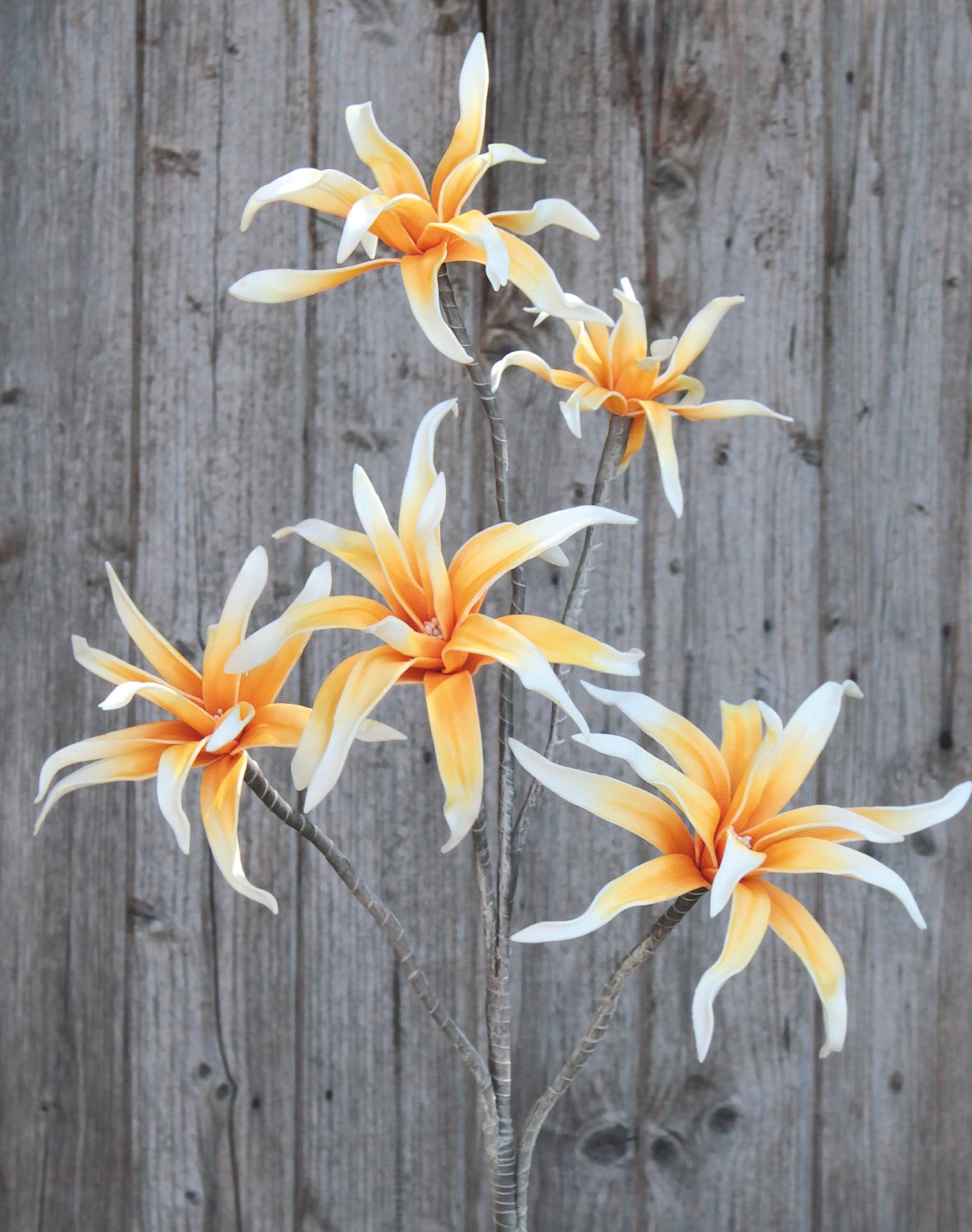 Künstliche Soft flower 'exotic', 5 Blüten, 115 cm, gelb-weiß