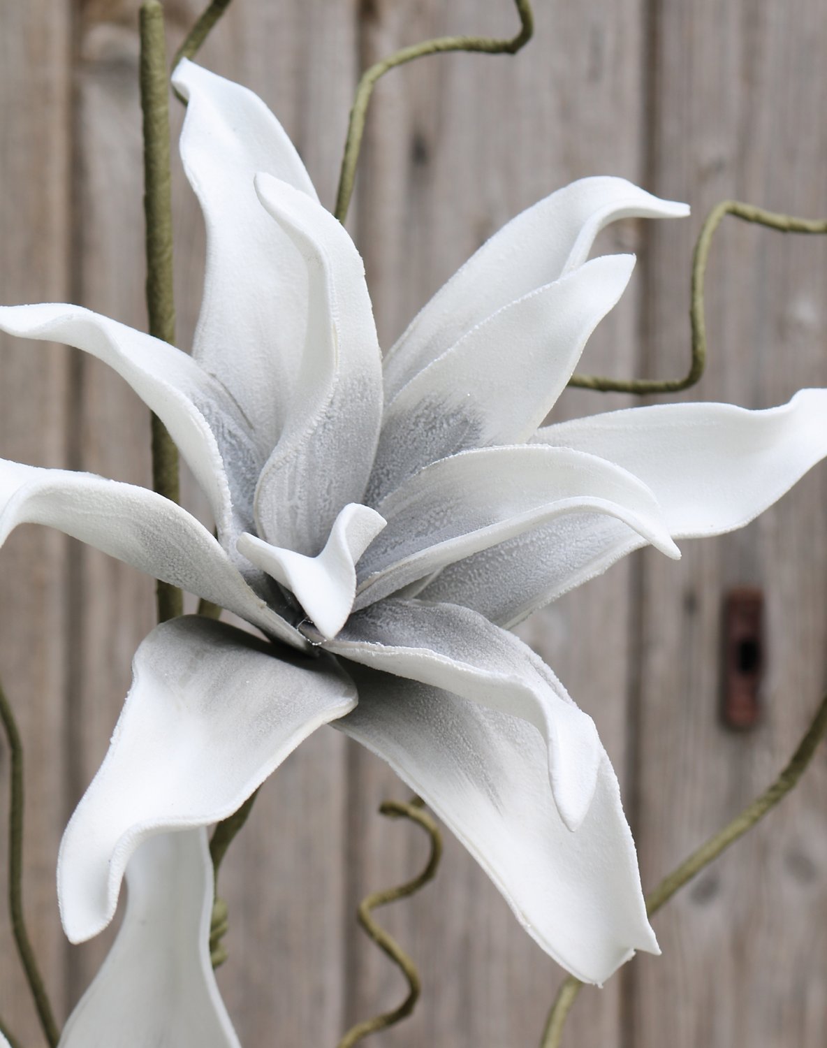 Künstlicher Soft flower 'Blütenzweig', 2 Blüten, 105 cm, grau