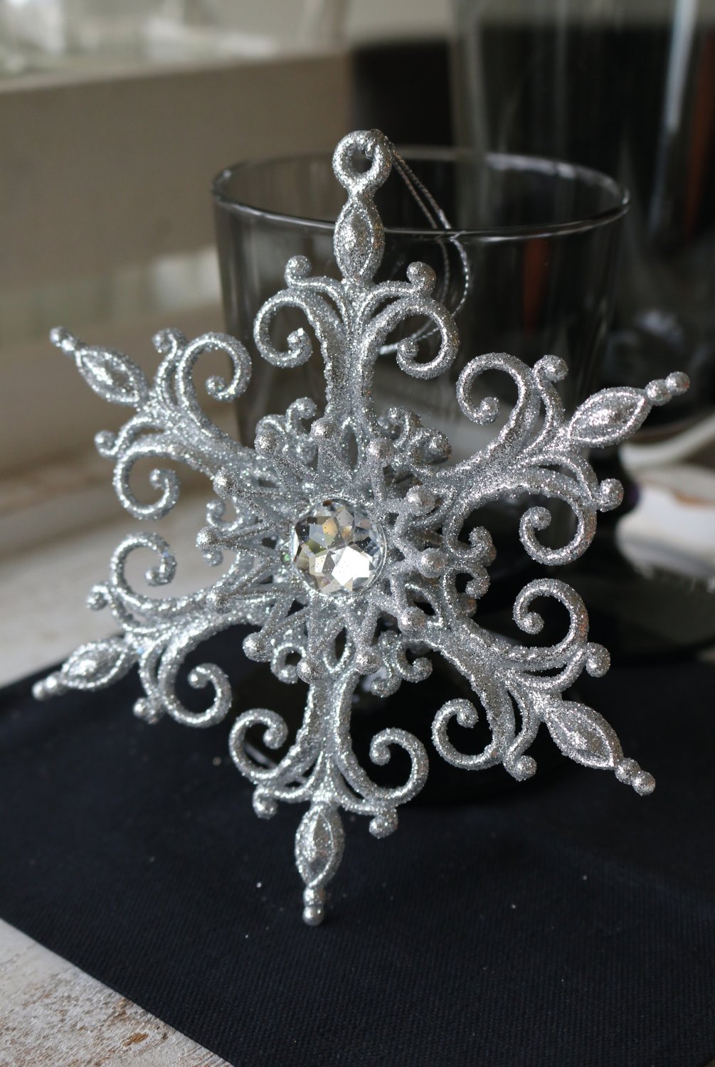 Deko Ornament, Acryl, Ø 14 cm, silber