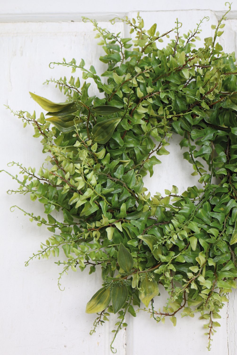 Artificial leaves wreath, mixed, Ø 30 cm, green