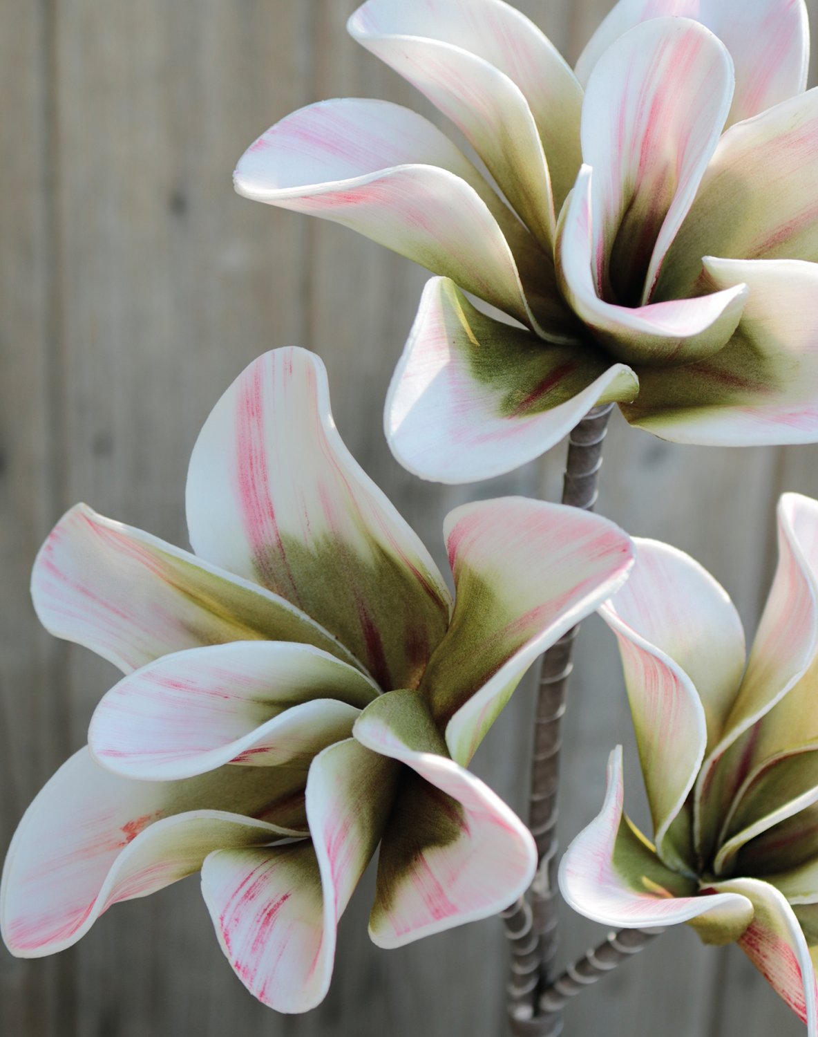 Artificial soft flower 'magnolia', 40 cm, pink-green