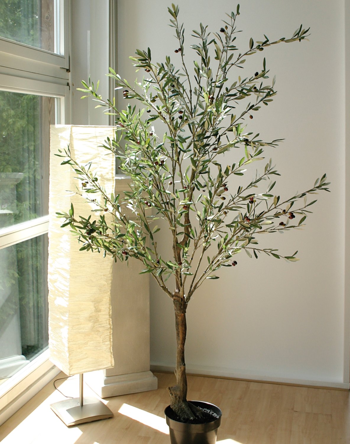 Künstlicher Olivenbaum, getopft, mit Früchten, 210 cm, grünbraun