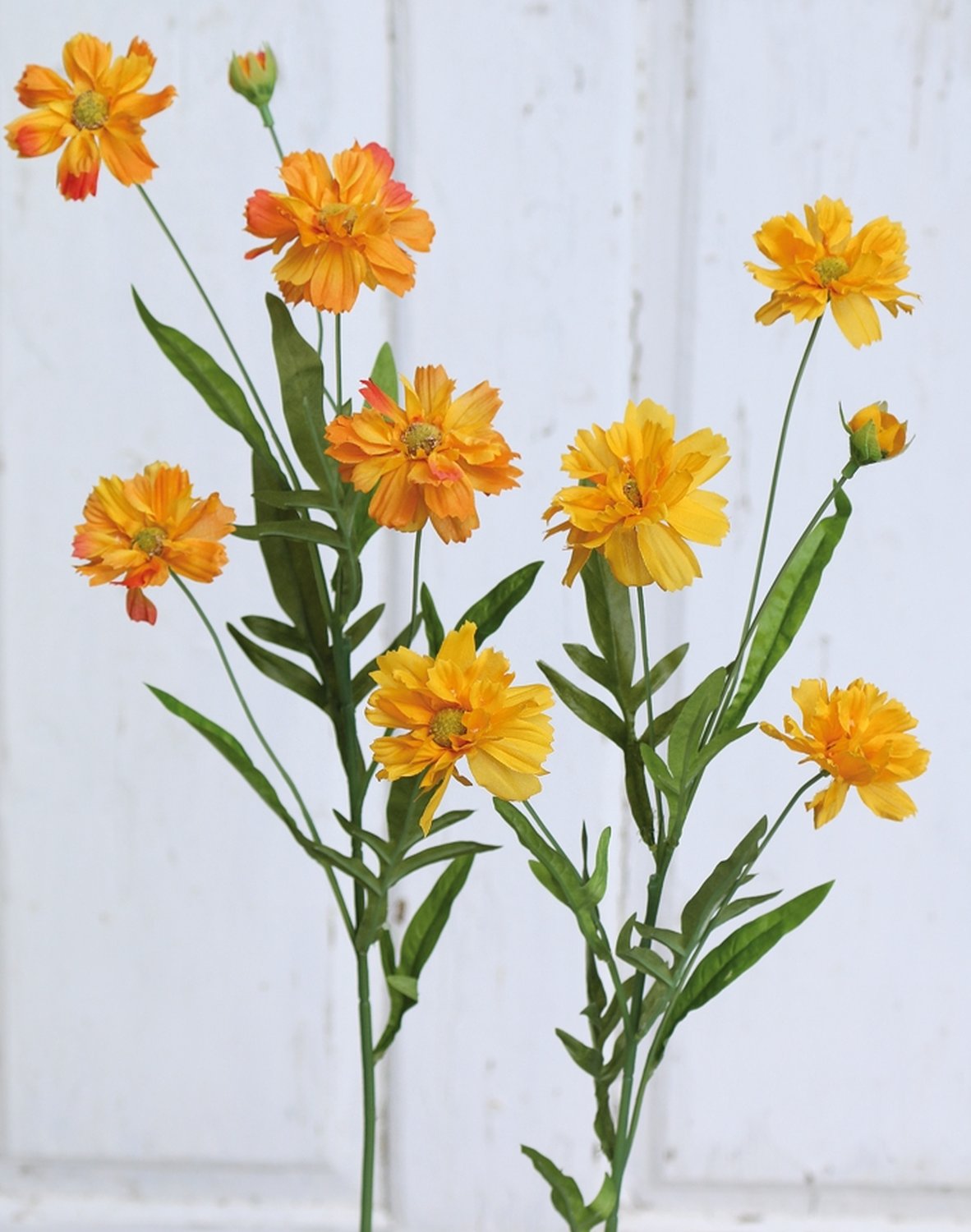 Künstliche Cosmea, 4 Blüten, 65 cm, orange