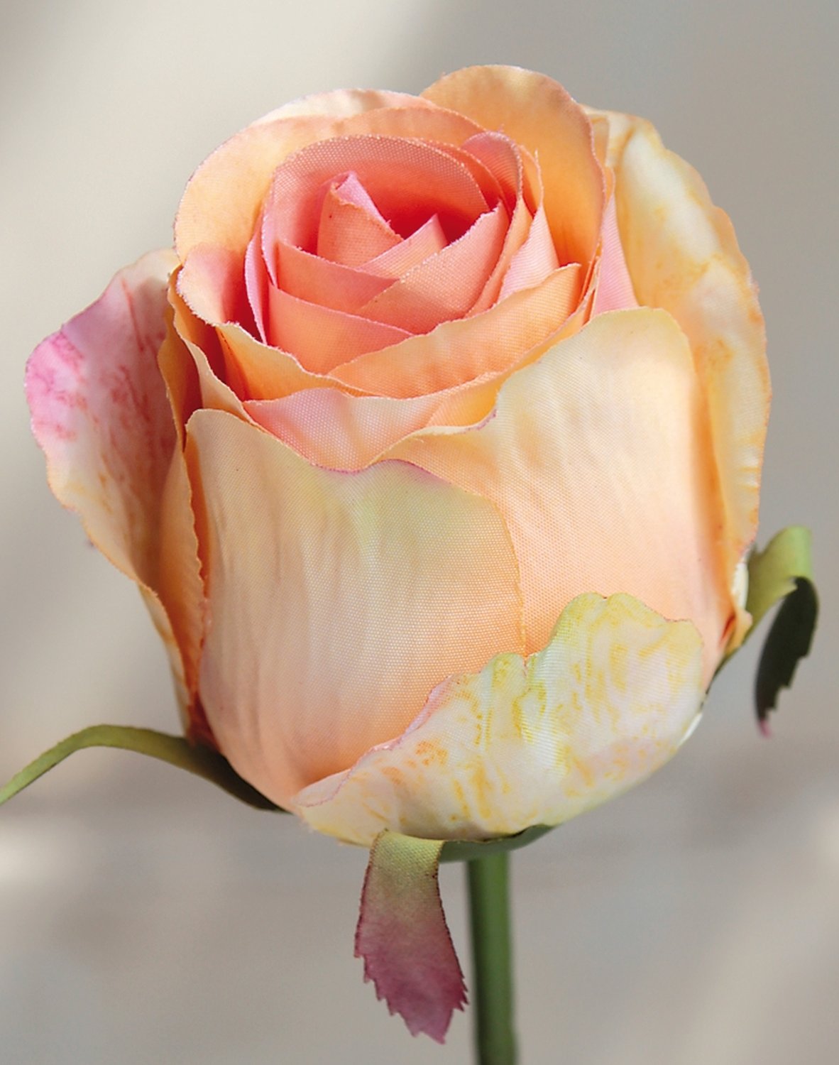 Rosa artificiale 58 cm, giallo-arancione