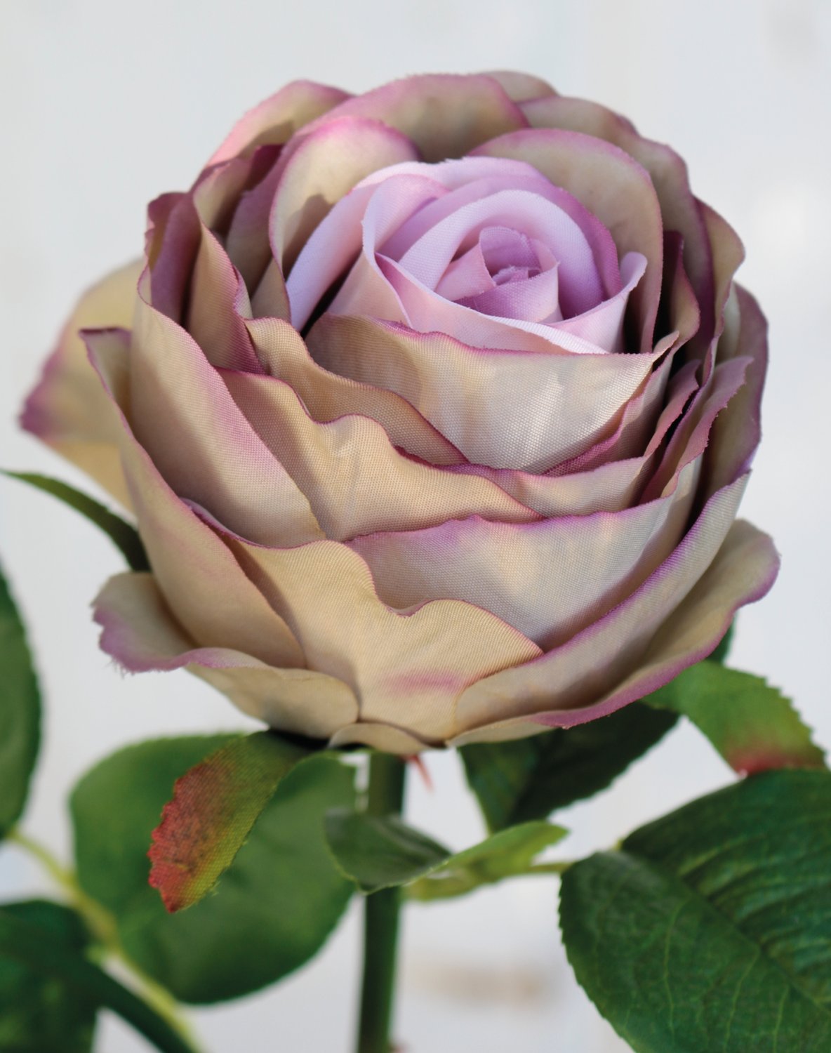 Künstliche Rose, 2 Blüten, 36 cm, antik-hellviolett