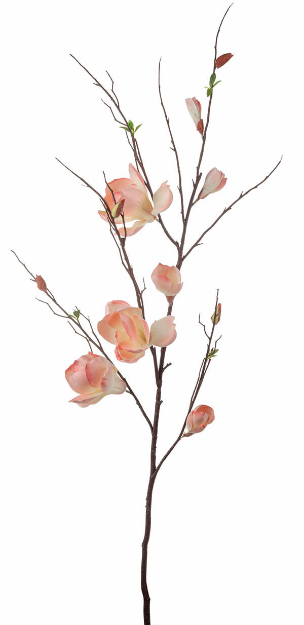 Artificial magnolia blossom branch, 115 cm, apricot