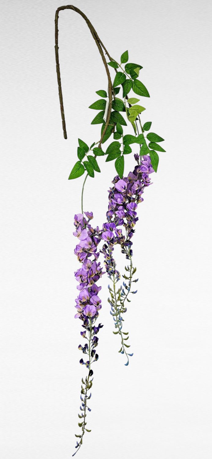 Ramo di glicine artificiale, (pannocchia di fiori 80 cm), 170 cm, blu
