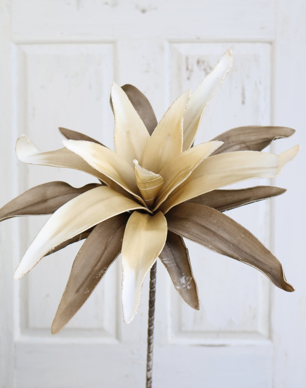Künstliche Soft flower 'Aloe', mit Glitter, 90 cm, braun-gold