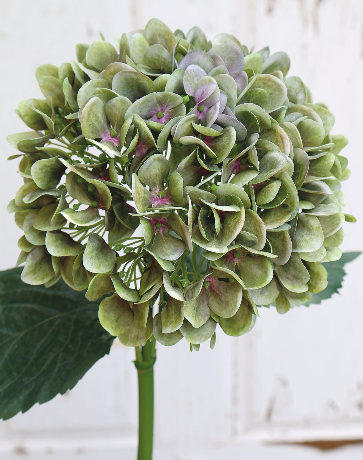 Faux hydrangea, 65 cm, green-pink