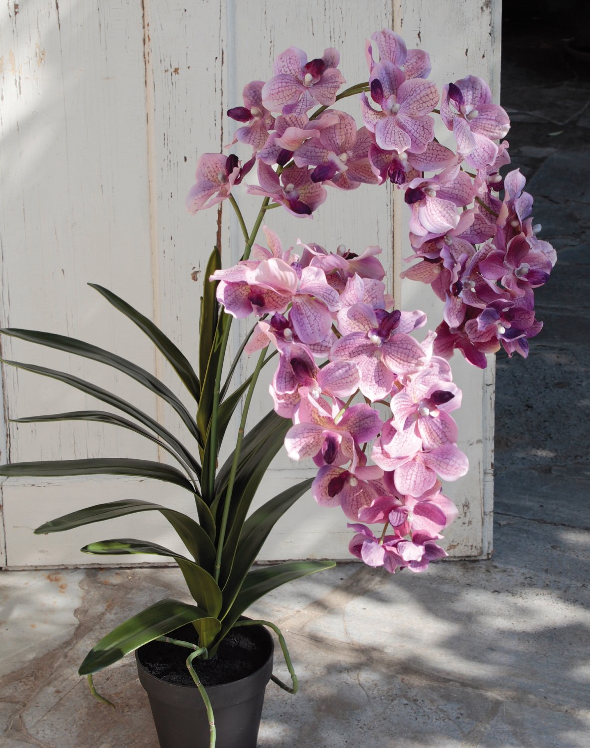 Orchid silk flower, with pot, 130 cm, lilac