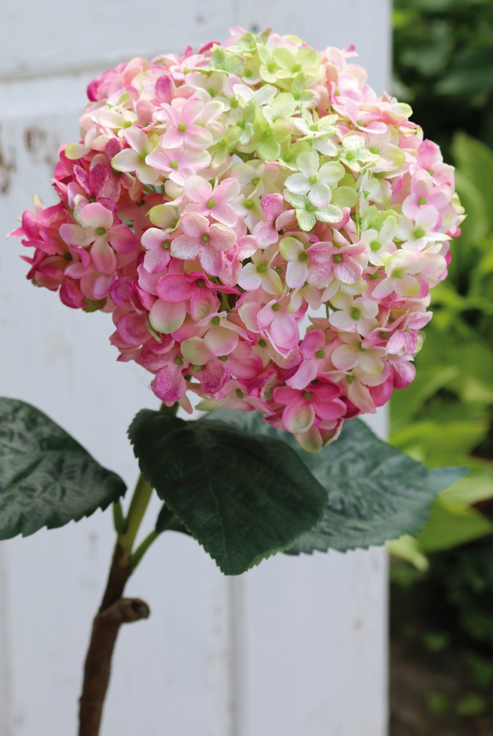 Faux hydrangea, 60 cm, pink-green