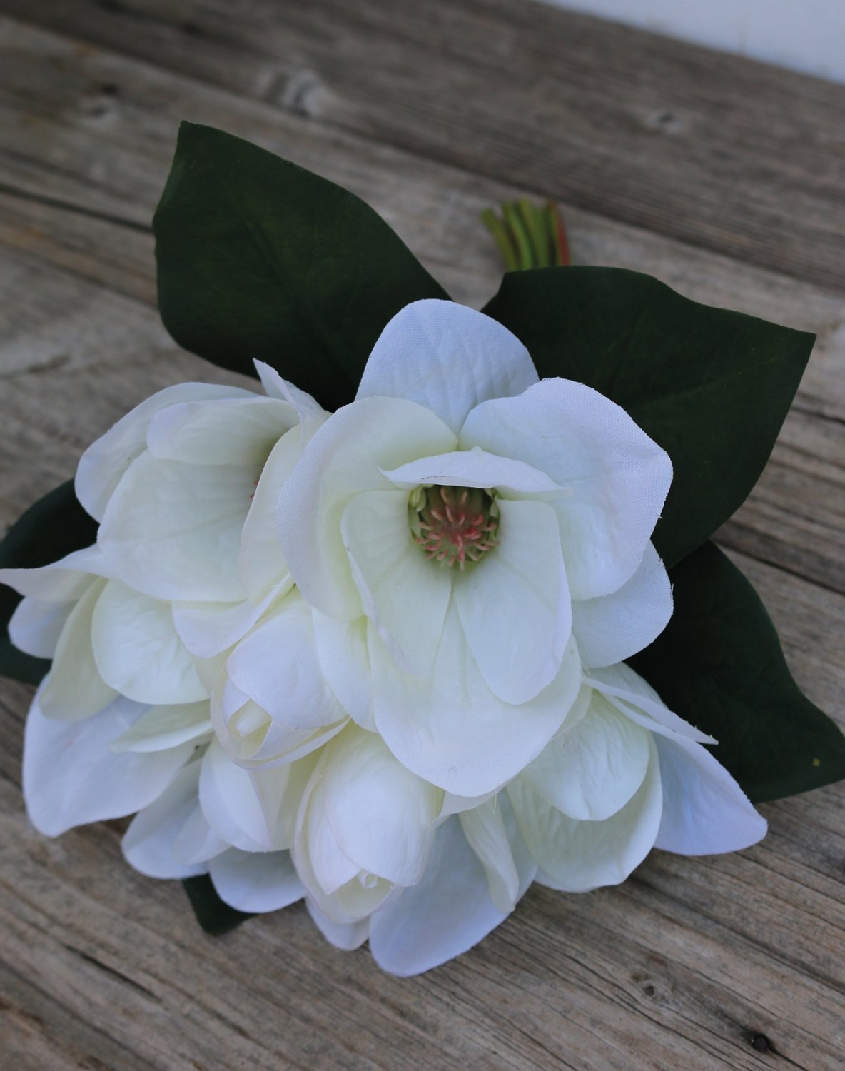 Künstlicher Magnolienbund, 7-fach, 31 cm, creme-weiß