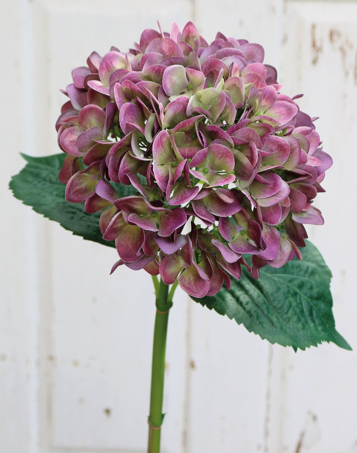 Plastic hydrangea, 65 cm, violet-green