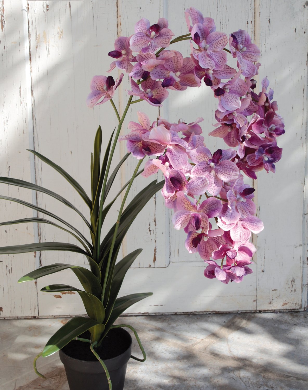 Orchid silk flower, with pot, 130 cm, lilac