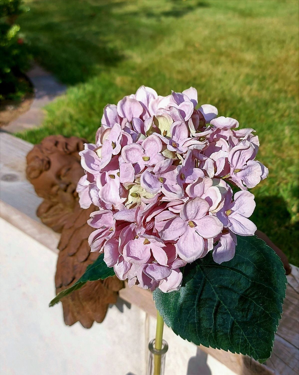 Künstliche Hortensie, 43 cm, violett-grün