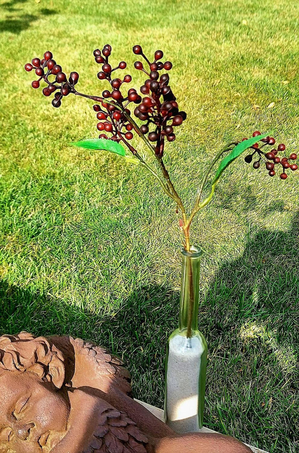 Fake berry branch, 40 cm, burgundy red