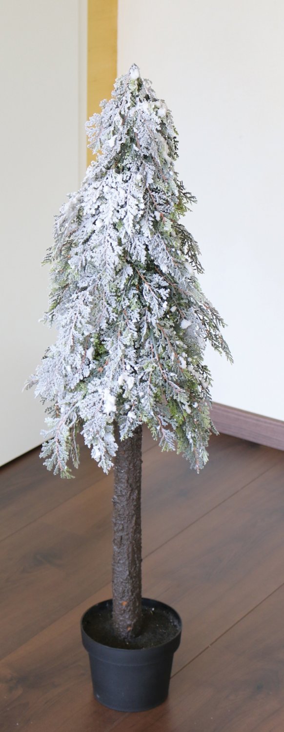 Künstliche Zypresse mit Schnee, getopft, 90 cm, frost-grün