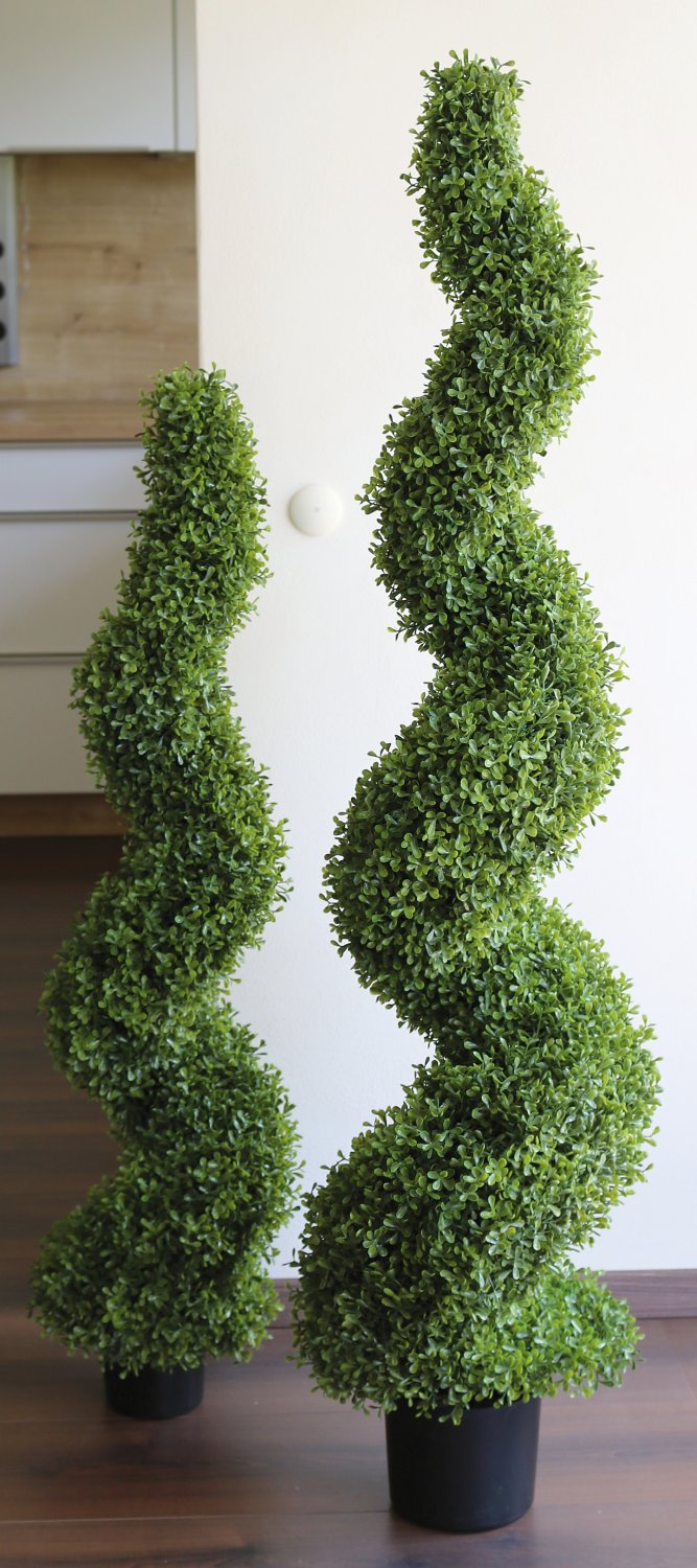 Künstliche Buchsbaum Spirale, getopft, 120 cm, grün