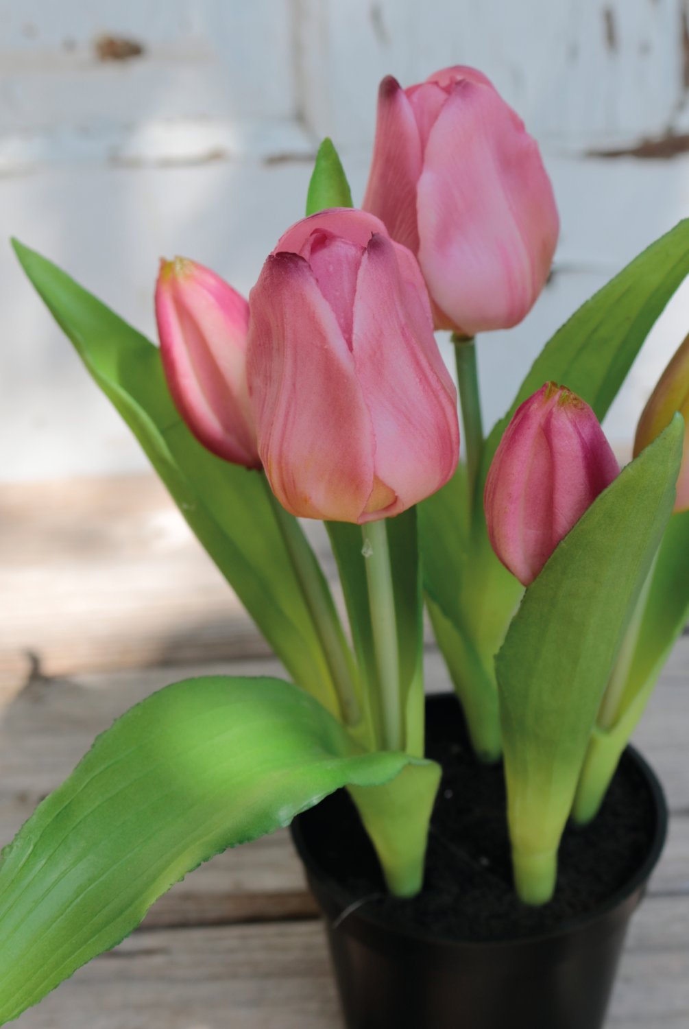 Künstliche Tulpen, getopft, 5-fach, 25 cm, Real Touch, hellviolett