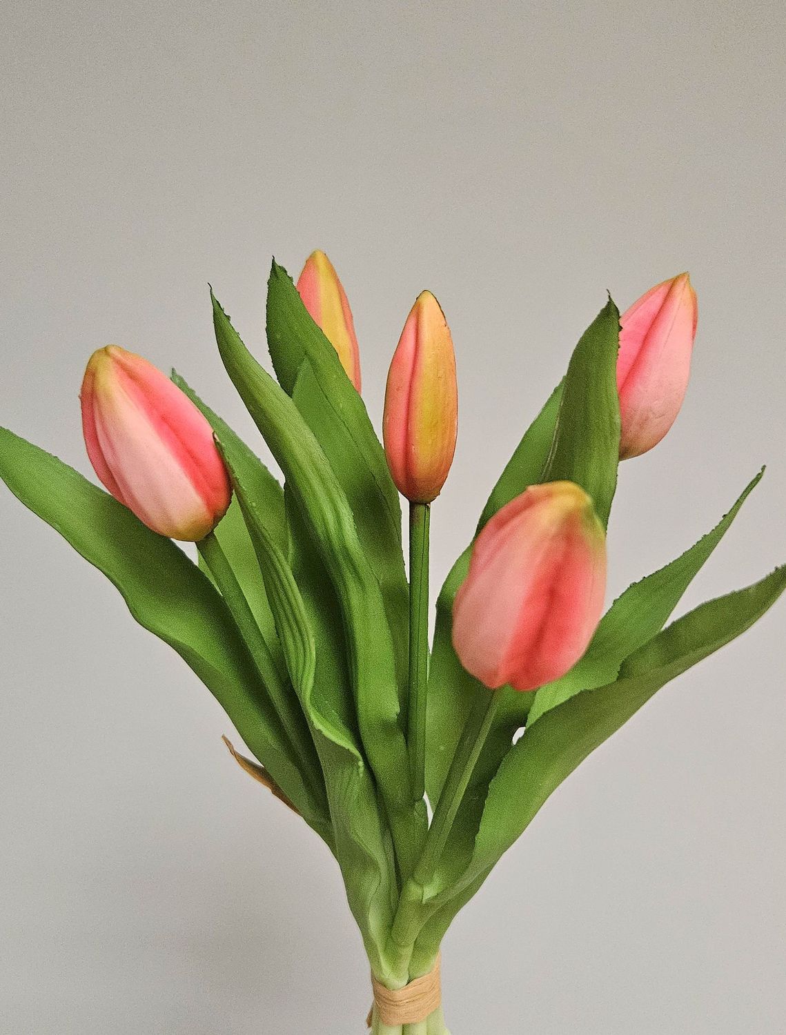 Kunst Tulpenbund, 5 Knospen, 32 cm, rosa-grün