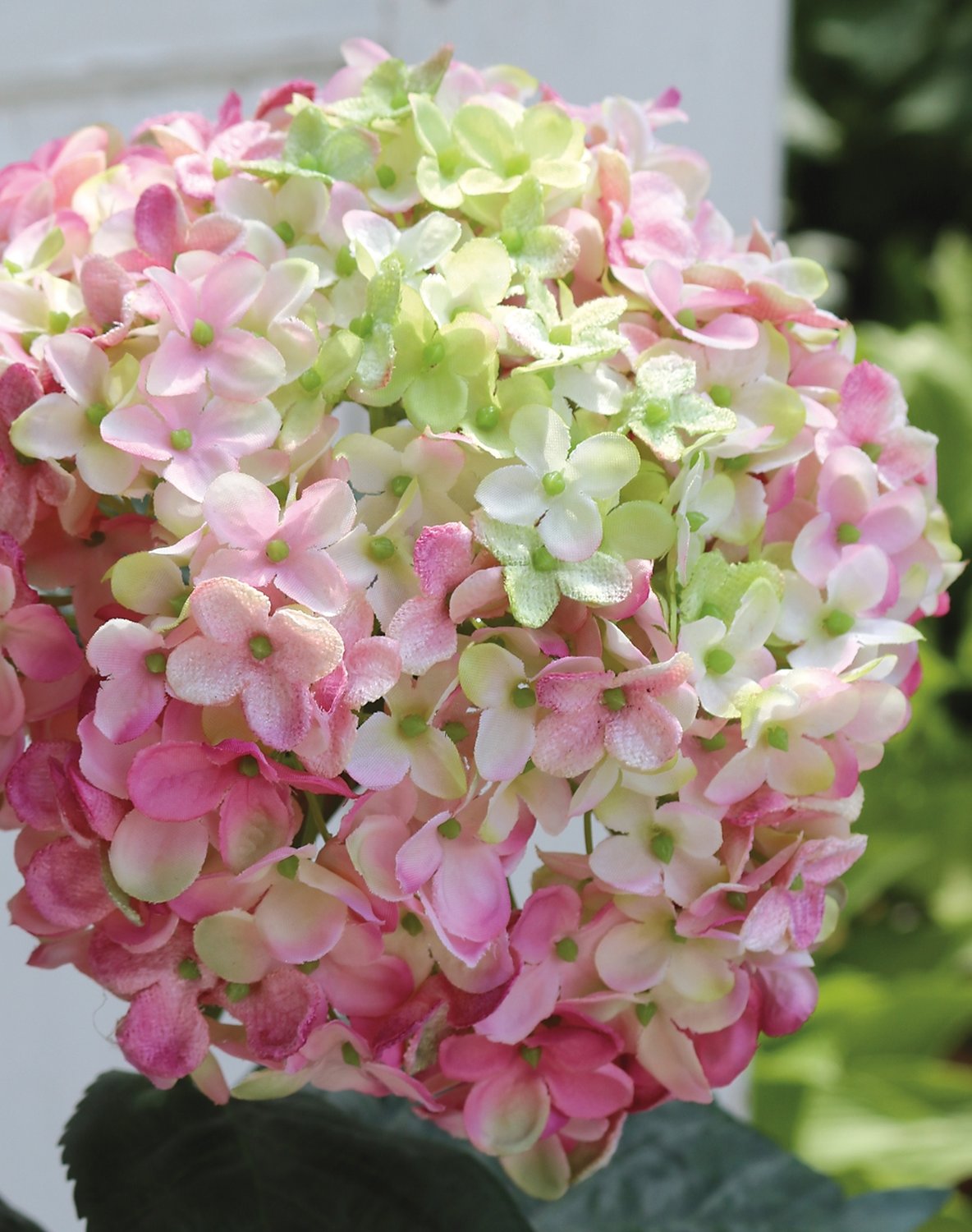 Faux hydrangea, 60 cm, pink-green