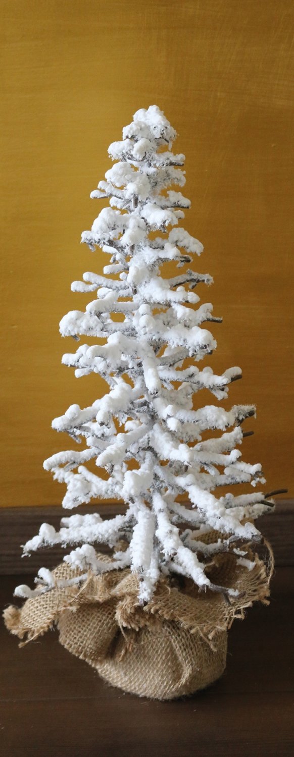 Albero di Natale artificiale 'Neve' in sacchetto di juta, 46 cm, marrone-bianco