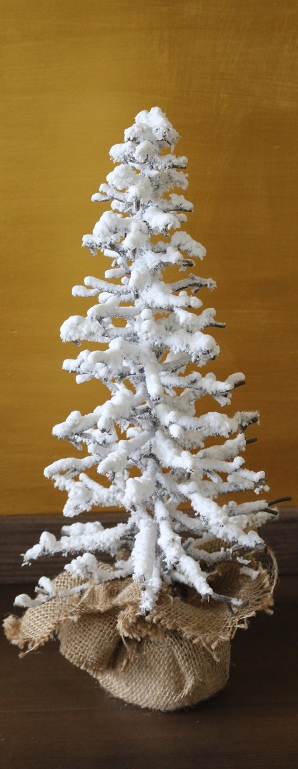 Artificial Christmas tree 'snow' in jute bag, 46 cm, brown-white