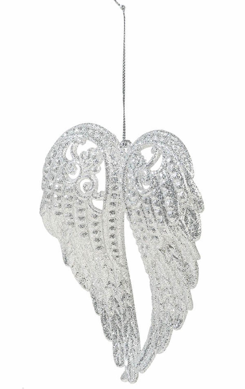 Decorative acrylic angel wings, 15 cm, silver