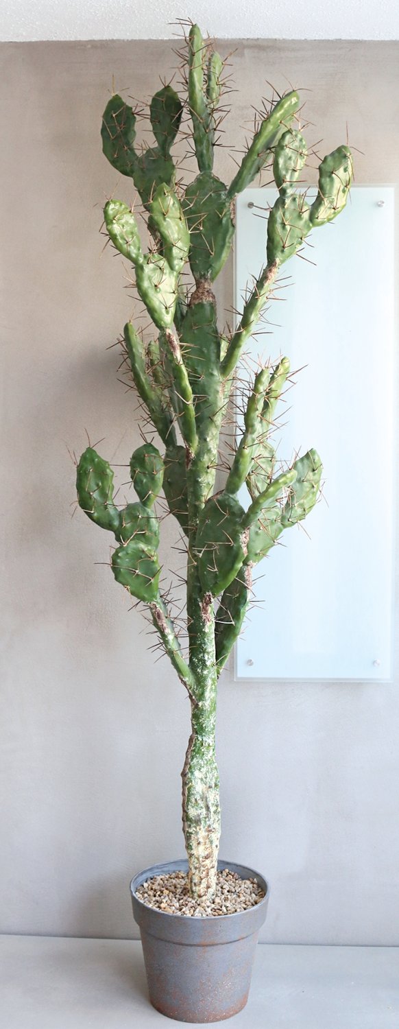 Artificial cactus prickly pear, potted, 130 cm, green