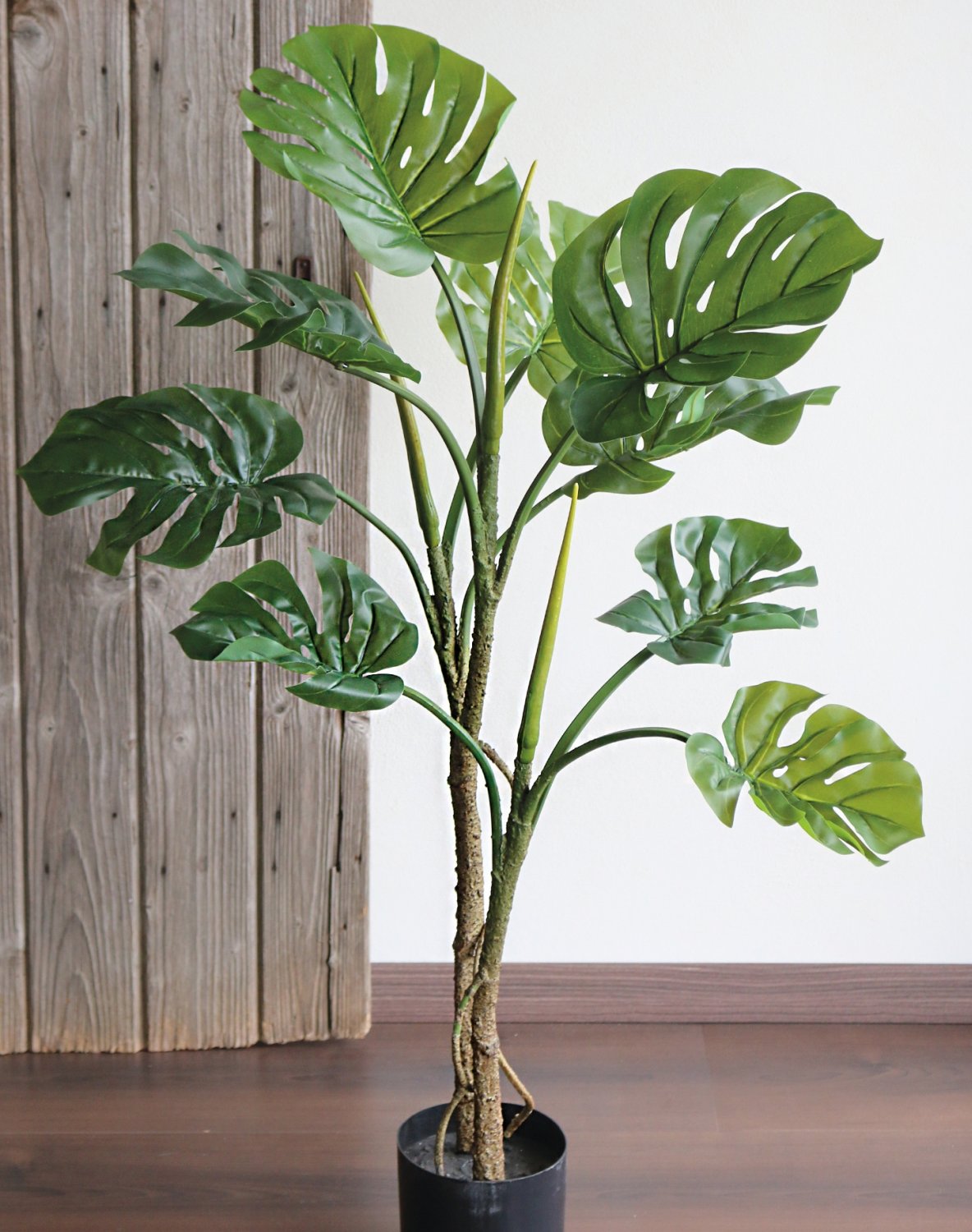 Monstera artificiale (foglia di finestra), in vaso, 90 cm, verde