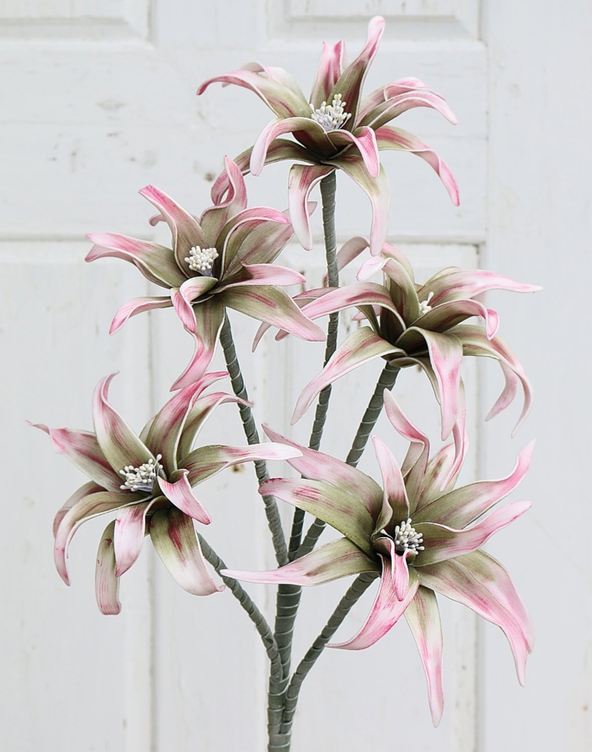 Künstliche Soft flower 'exotic', 5 Blüten, 115 cm, rosa-grün