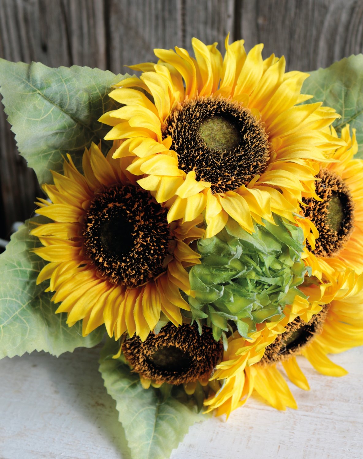 Künstlicher Sonnenblumenbund, 6-fach, 35 cm, gelb