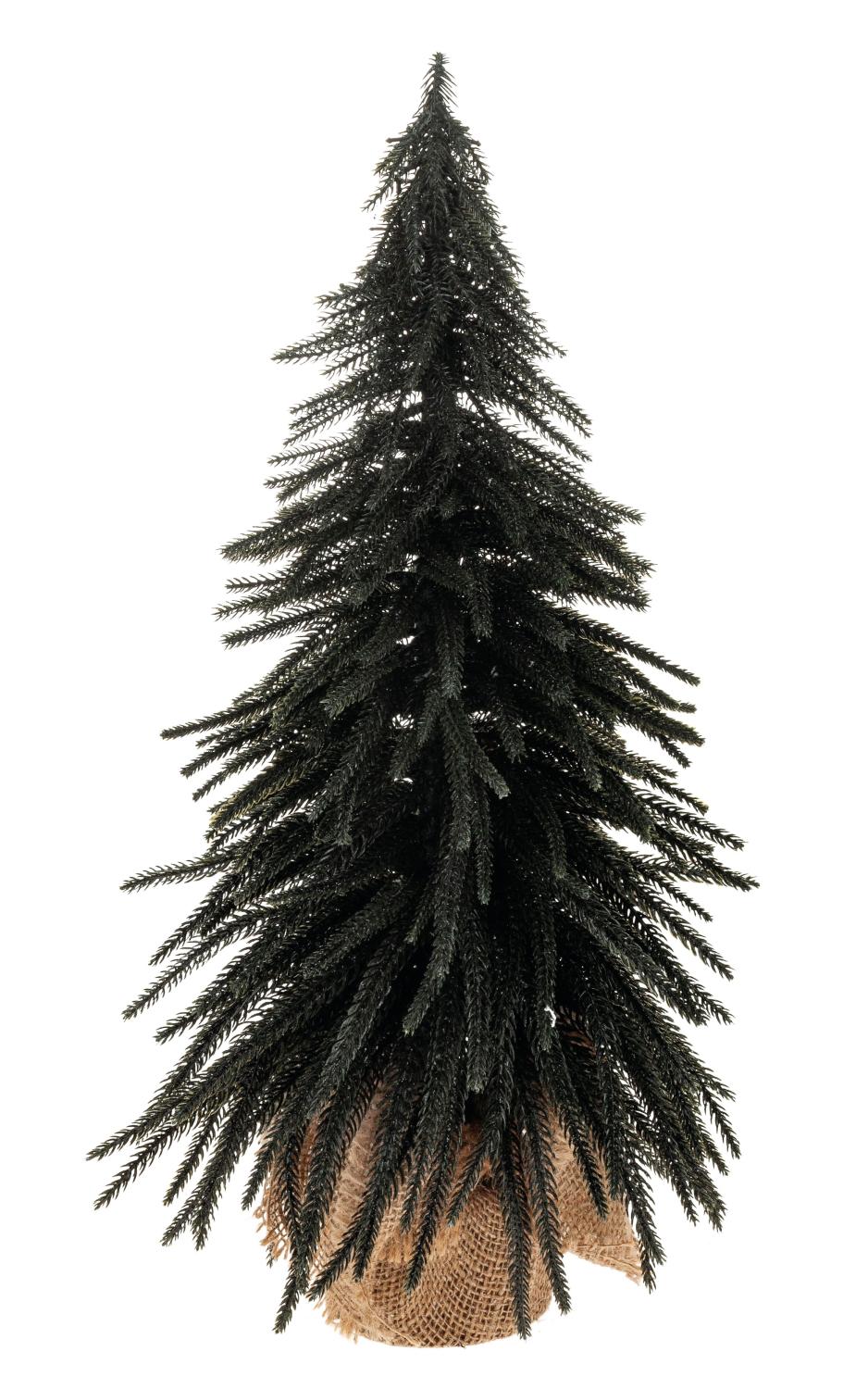 Albero di Natale artificiale in sacchetto di juta, 52 cm, nero-argento