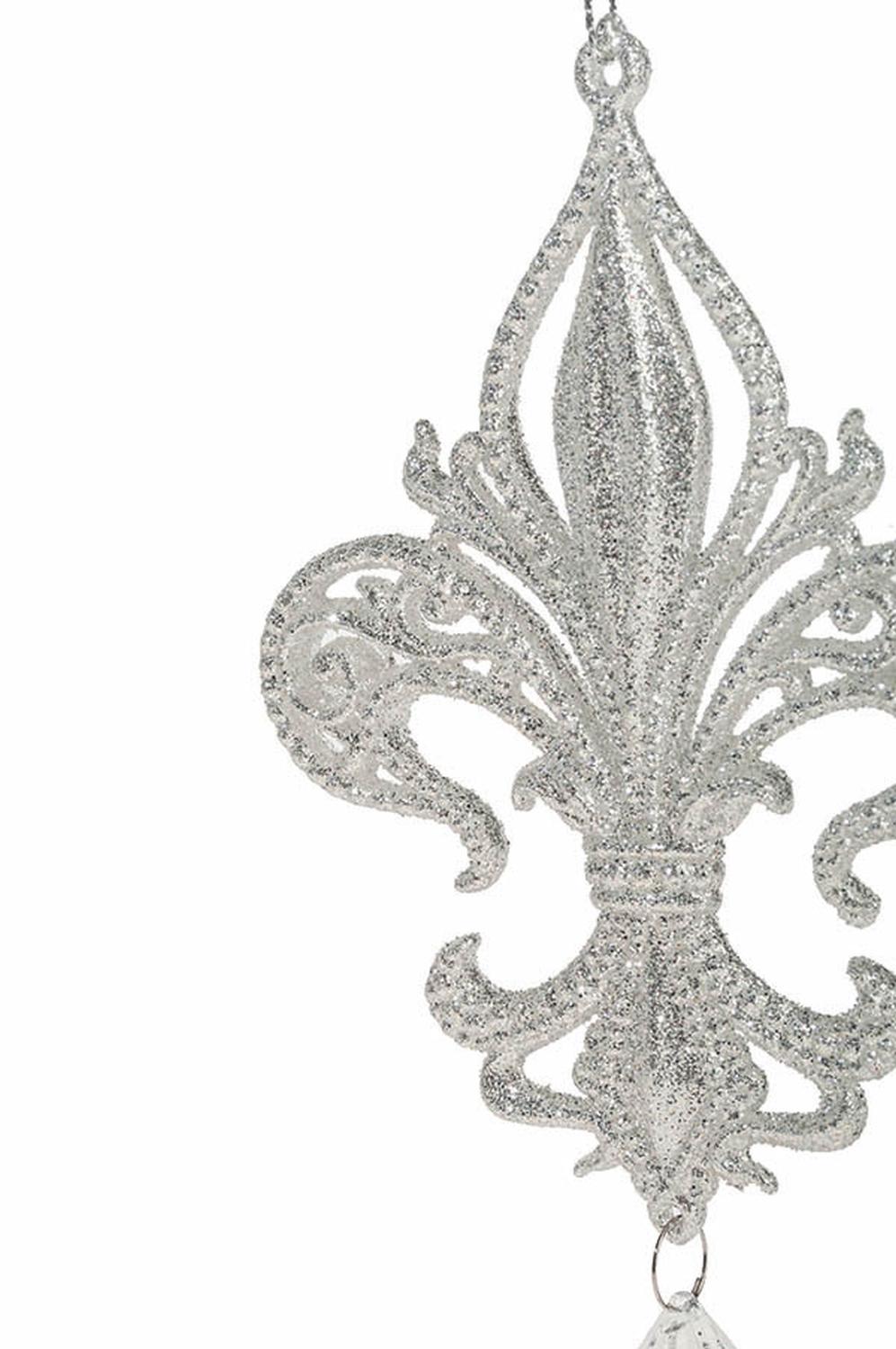 Deko Ornament 'Französische Lilie' aus Acryl, 15 cm, silber