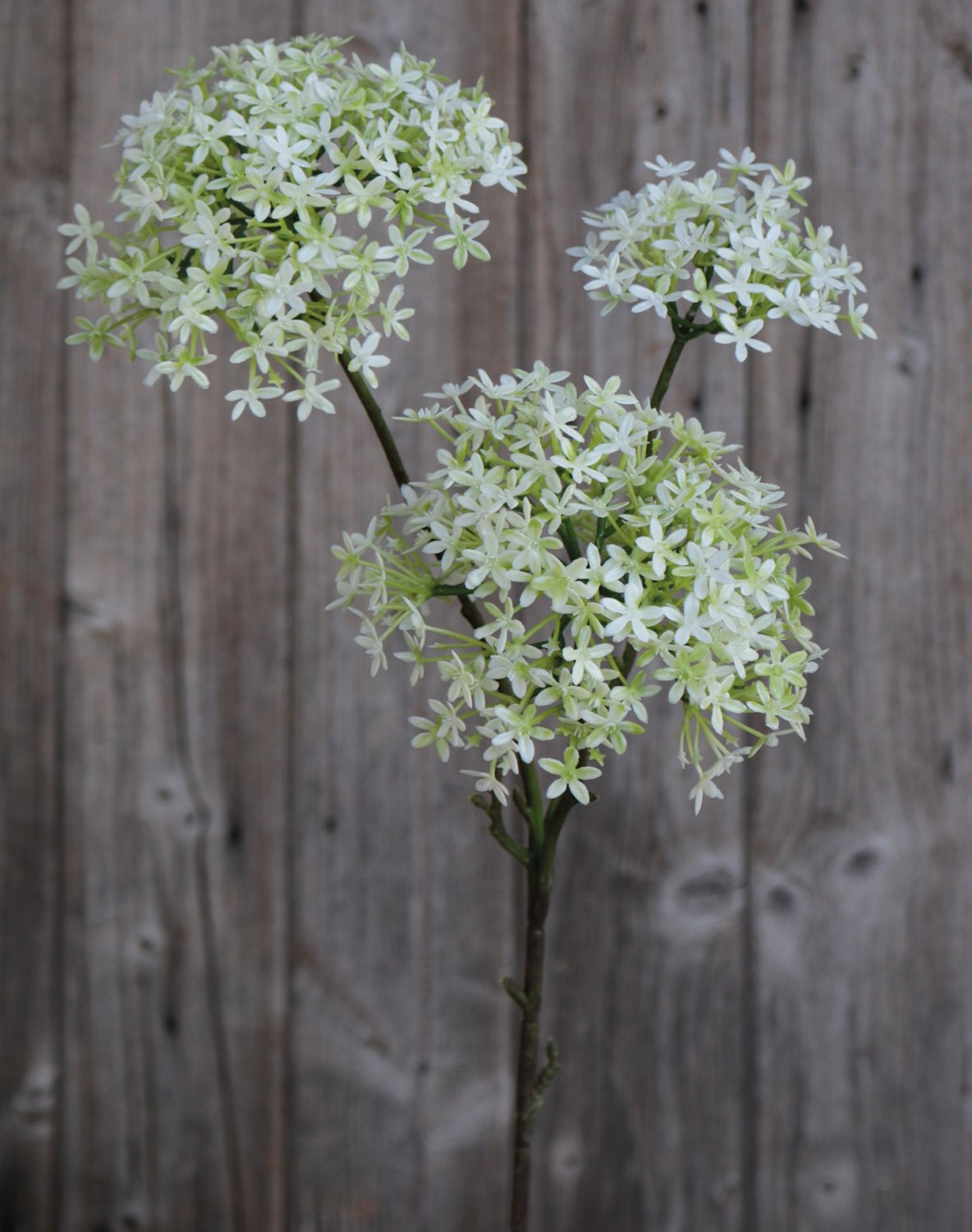 Künstliche Kronenblume, 3-fach, 76 cm, weiß-grün