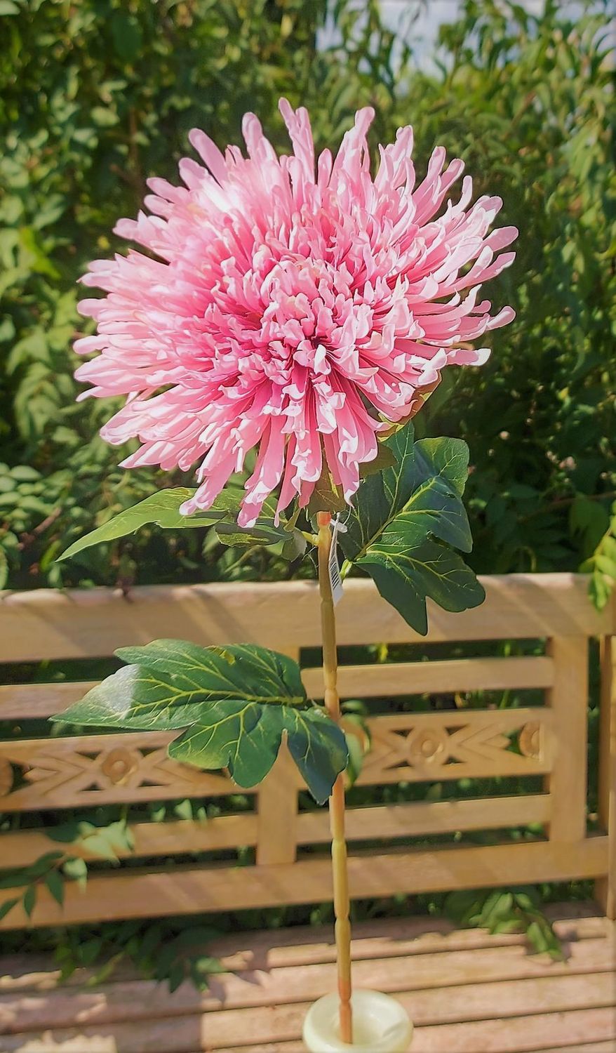 Crisantemo artificiale, 73 cm, Ø 18 cm, rosa antico