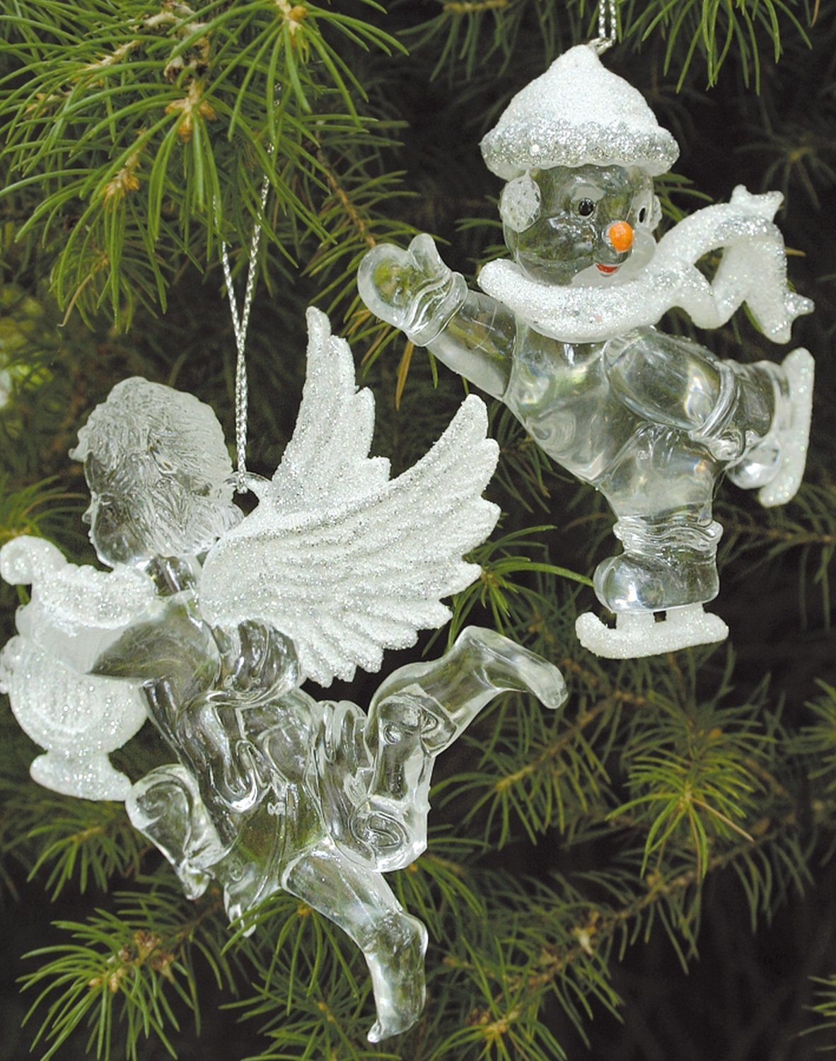 Deko Engel, Acryl, 2 Stück, 10 cm, weiß-silber