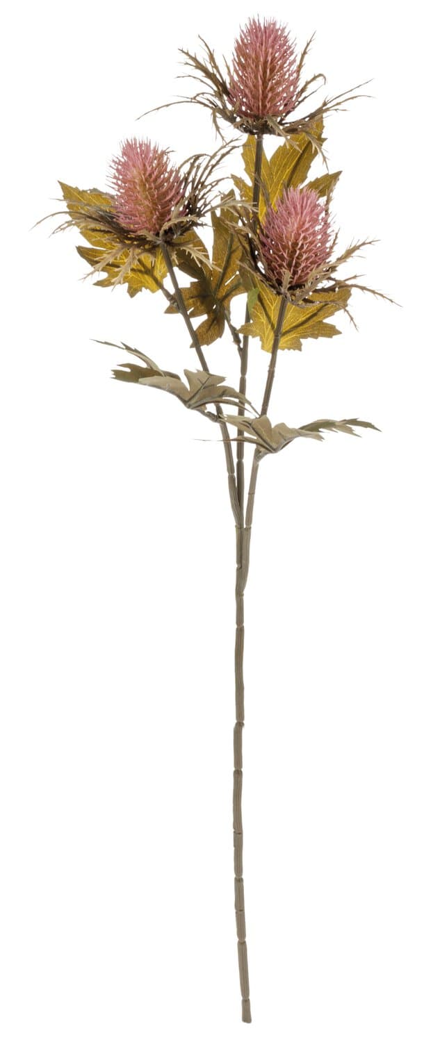 Kunstzweig Distel "Vintage", 3-fach, 67 cm, antik-dunkelrosa