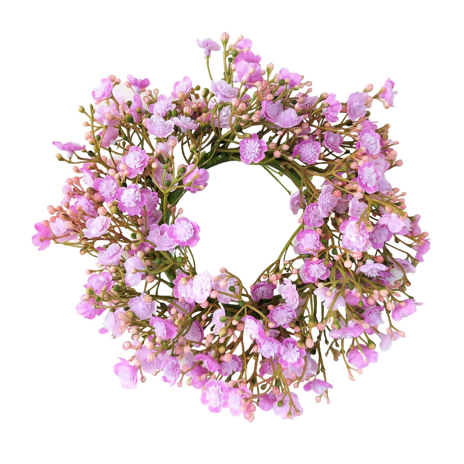 Artificial gypsophilia wreath, Ø 20 cm, pink-purple