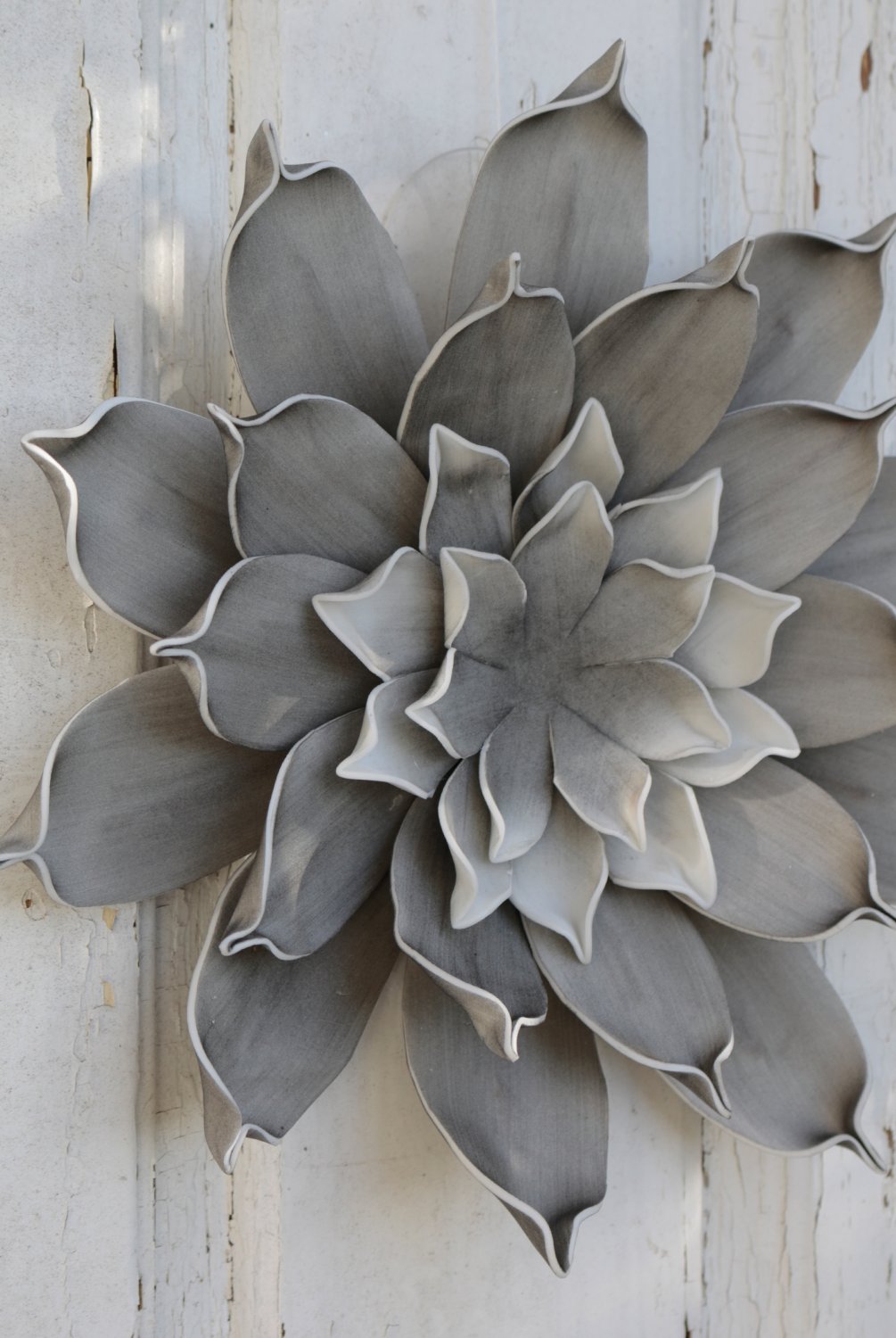 Künstliche Soft flower 'Blüte / Wanddeko', Ø 30 cm, grau