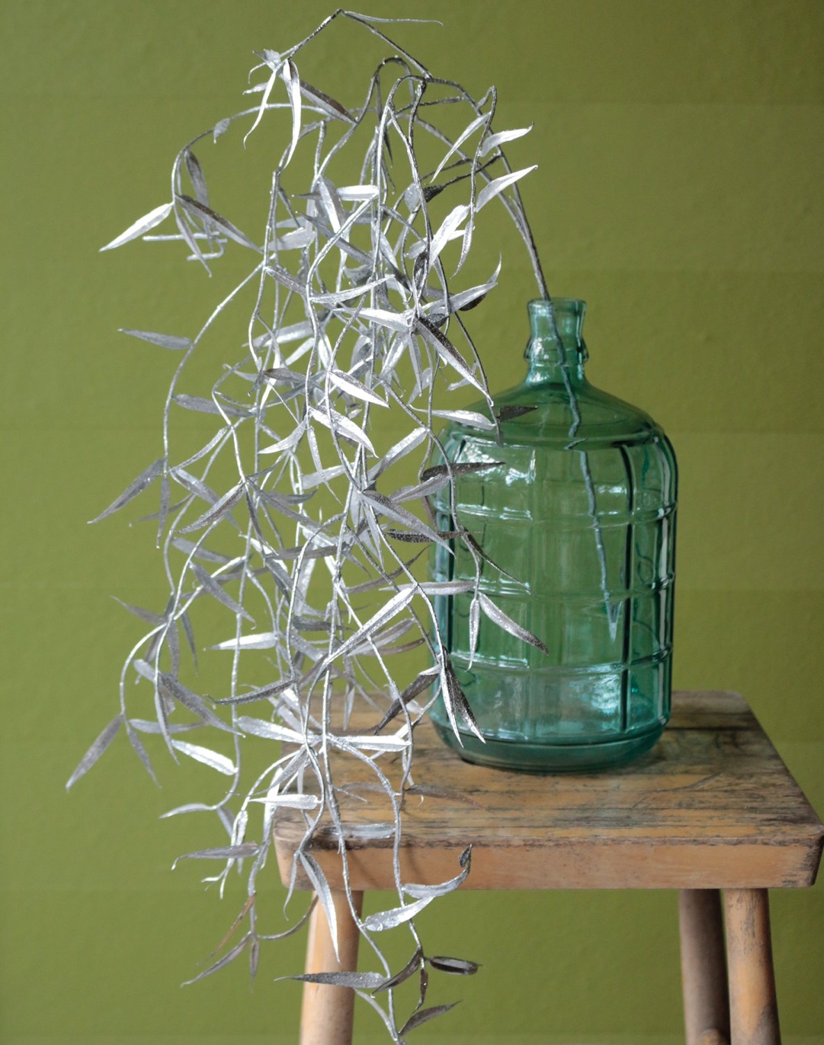 Artificial weeping willow spray, 98 cm, silver