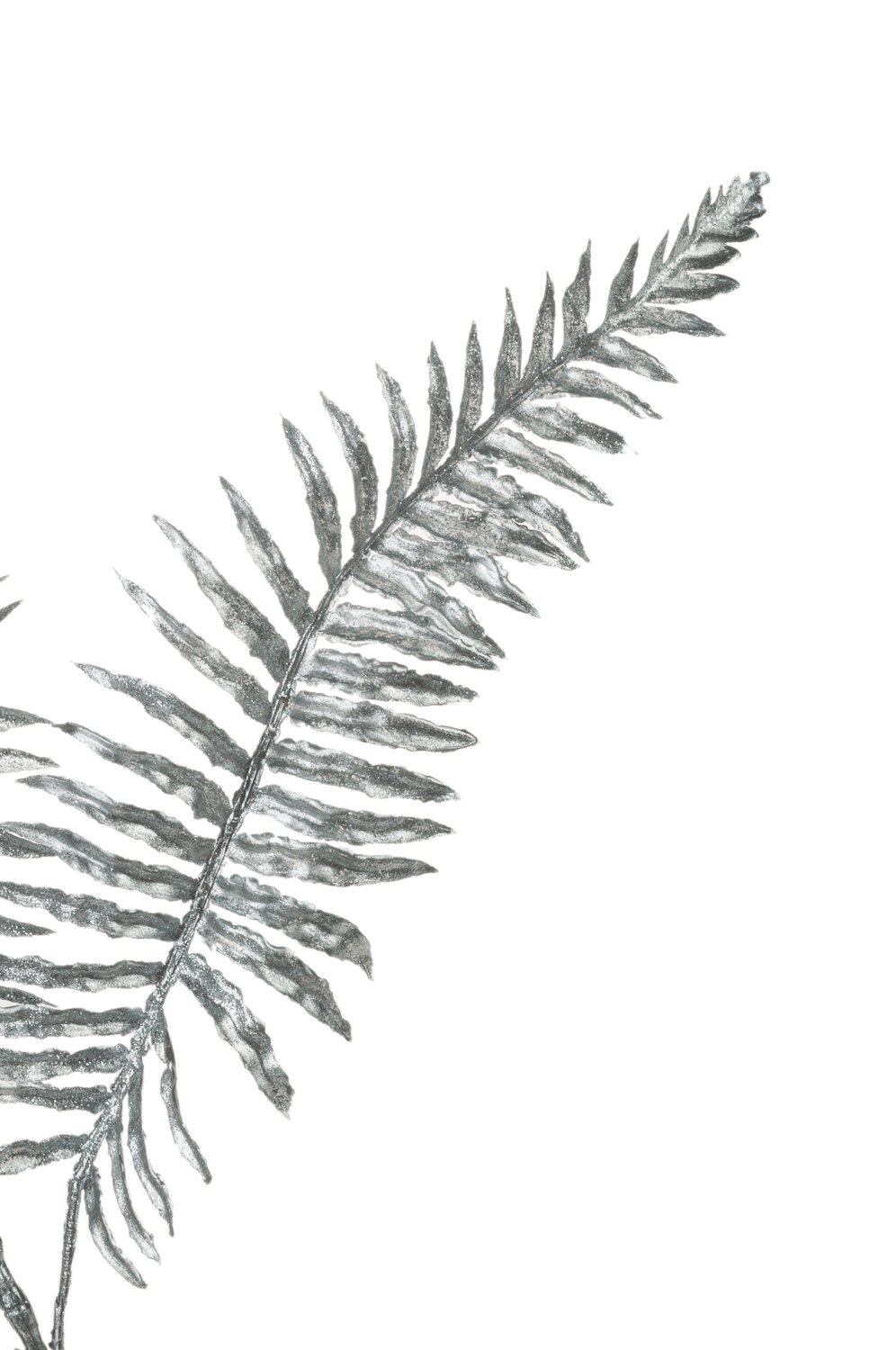 Faux fern branch, 68 cm, silver