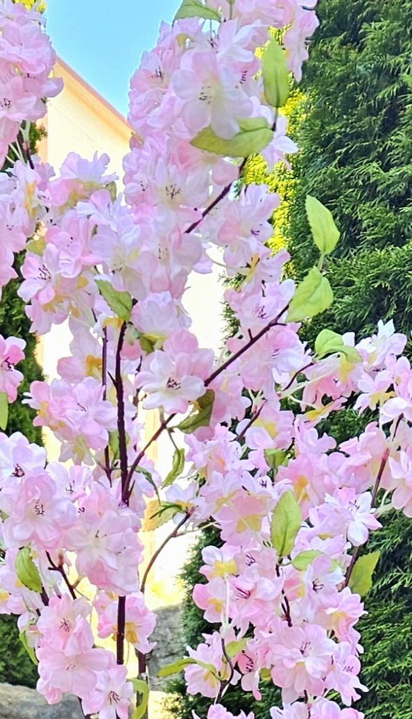 Albero artificiale di ciliegio in fiore, 230 cm, rosa chiaro