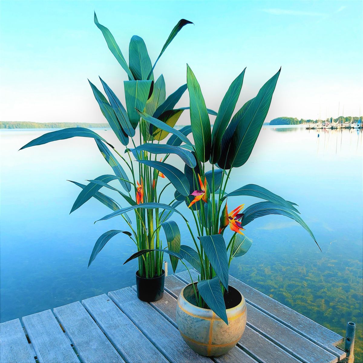 Artificial strelitzia in pot, 110 cm, green